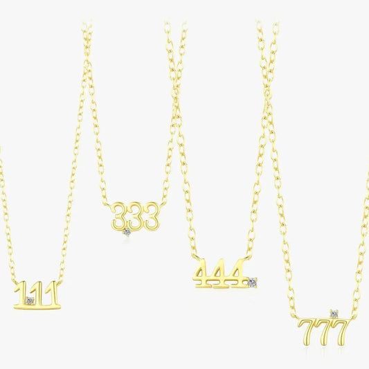 925 Sterling Silver Simple Digit Stackable Necklaces