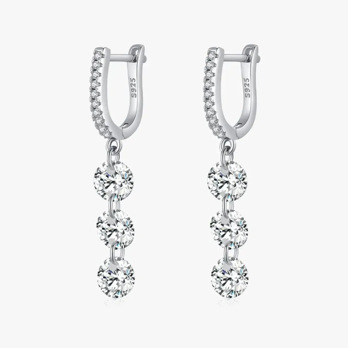 Luxury Clear CZ Swing Dangle Earrings