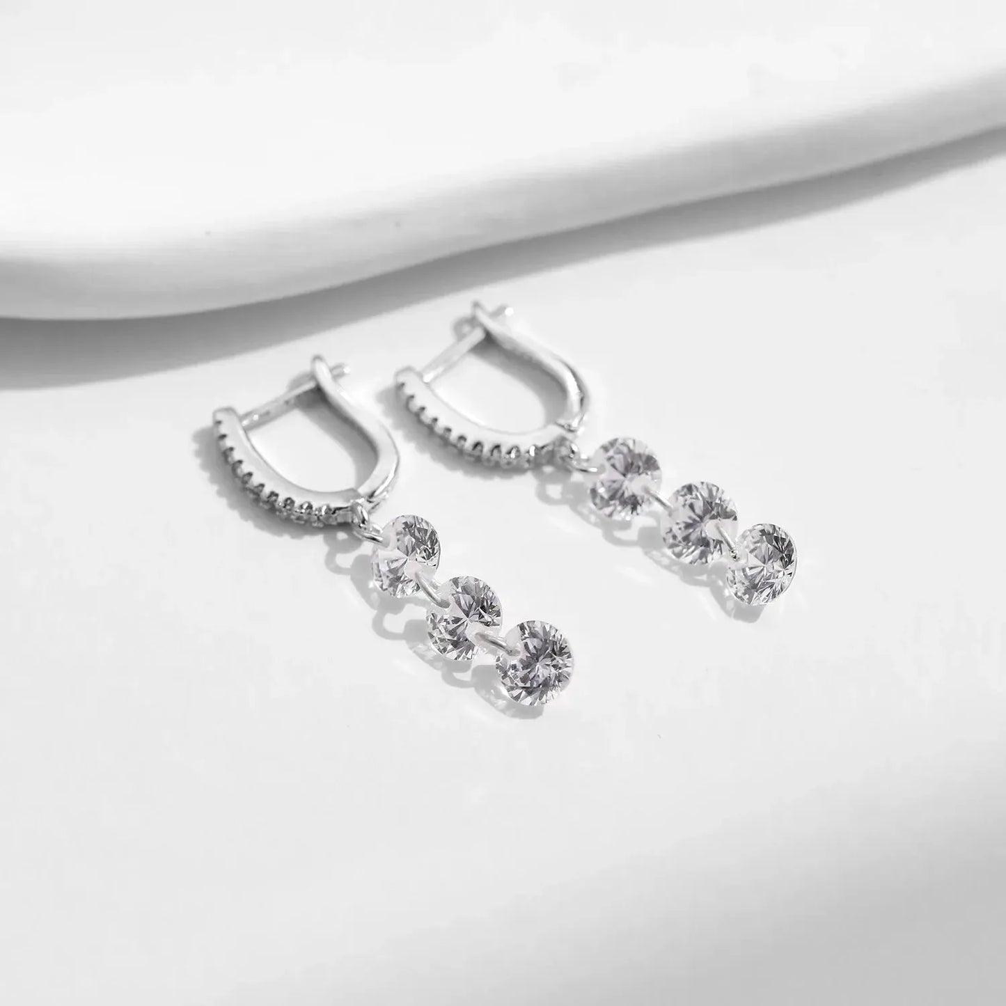 Luxury Clear CZ Swing Dangle Earrings
