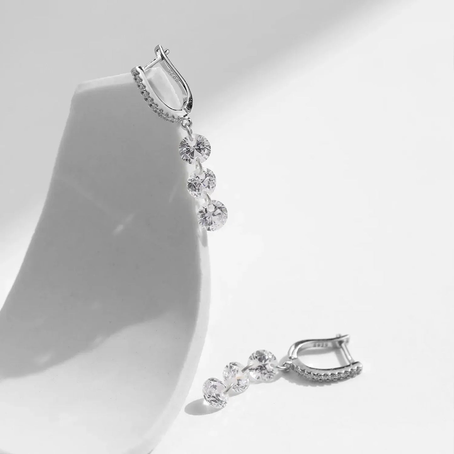 Luxury Clear CZ Swing Dangle Earrings