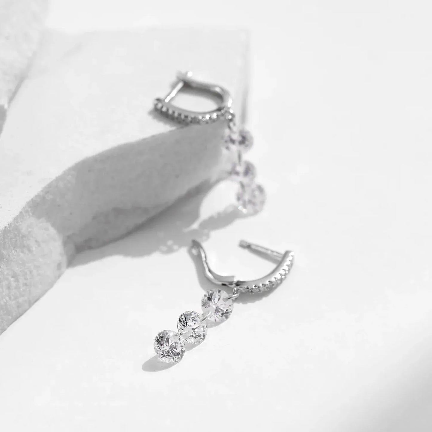 Luxury Clear CZ Swing Dangle Earrings